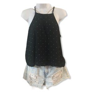 Hollister‎ Halter Crop Top Black Polka Dot Sz Small